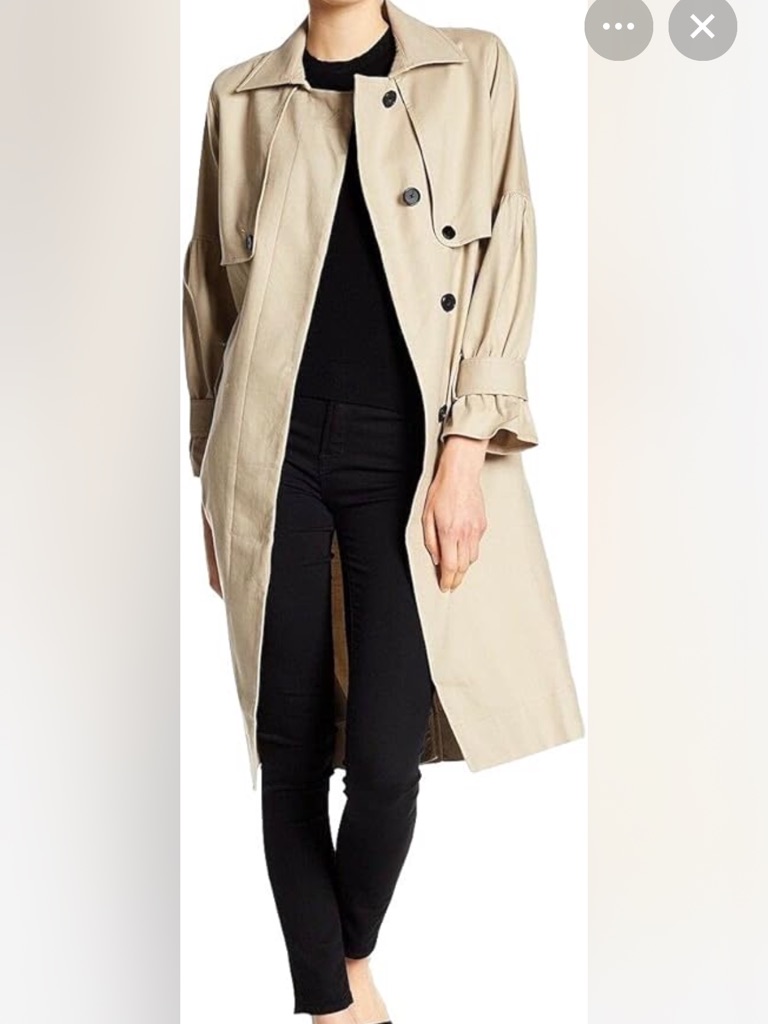 Joie Olive-Tone Trench Coat With Waist Tie